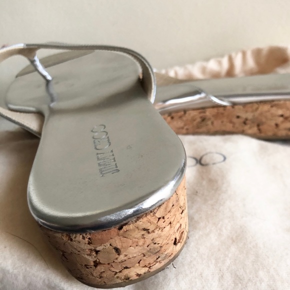 ❌SOLD❌ JIMMY CHOO Silver Mirrored Leather Thong Sandal - Picture 6 of 8